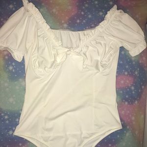 White ruffle milkmaid bodysuit
